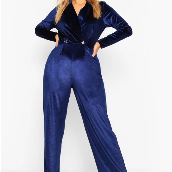 boohoo velvet jumpsuit
